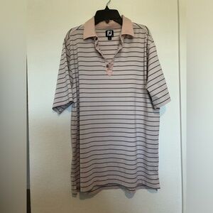 FootJoy Men's Pink Striped Polo Medium